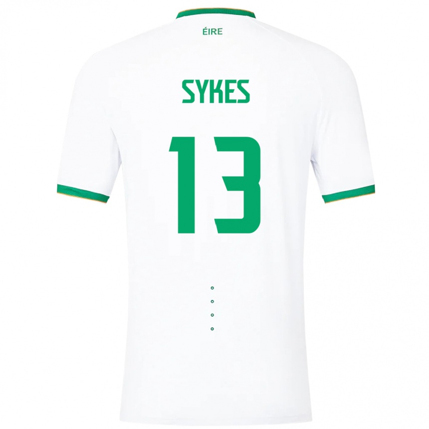 Niño Fútbol Camiseta Irlanda Mark Sykes #13 Blanco 2ª Equipación 24-26 Perú