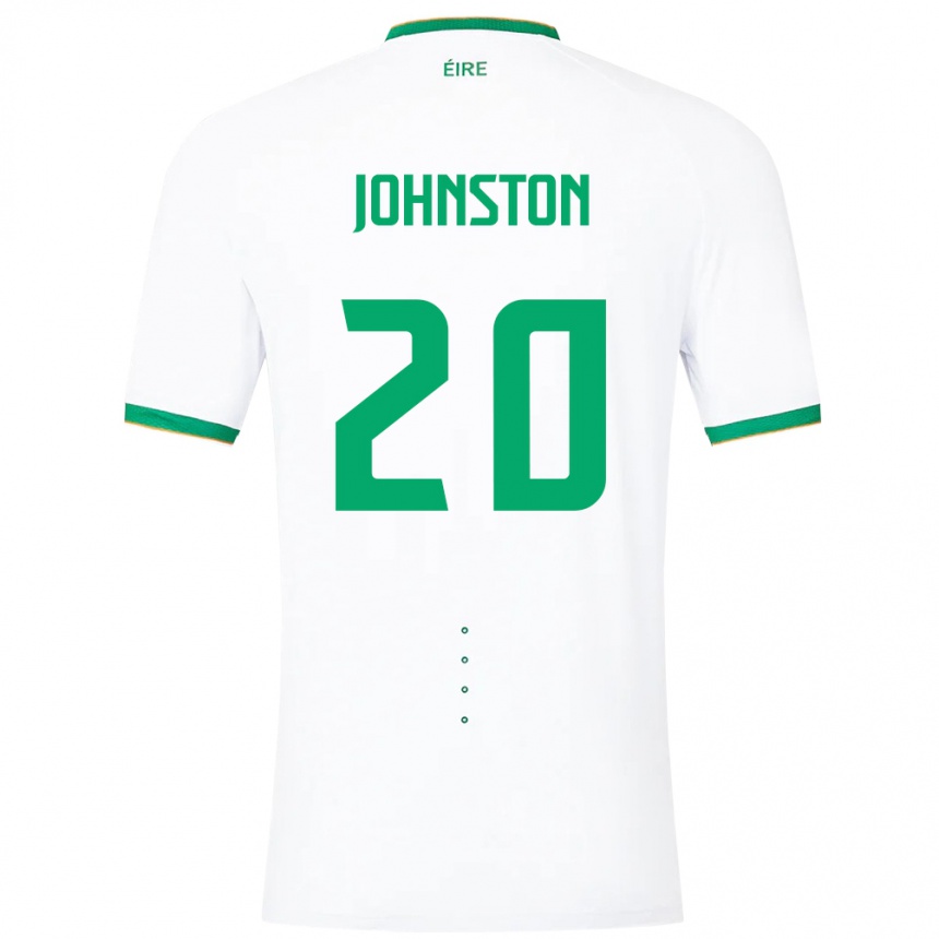 Niño Fútbol Camiseta Irlanda Mikey Johnston #20 Blanco 2ª Equipación 24-26 Perú