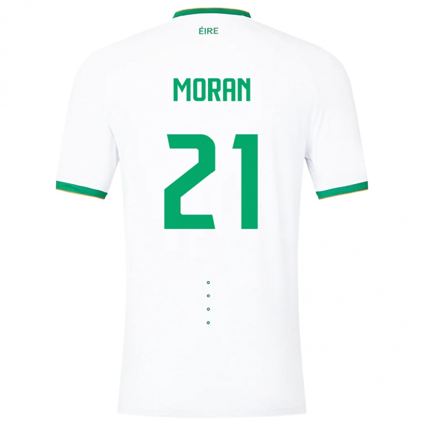 Niño Fútbol Camiseta Irlanda Andy Moran #21 Blanco 2ª Equipación 24-26 Perú