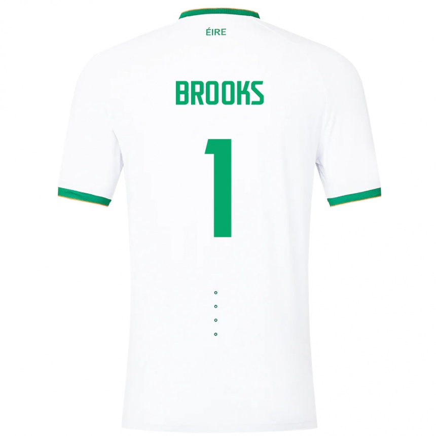 Niño Fútbol Camiseta Irlanda Tiernan Brooks #1 Blanco 2ª Equipación 24-26 Perú