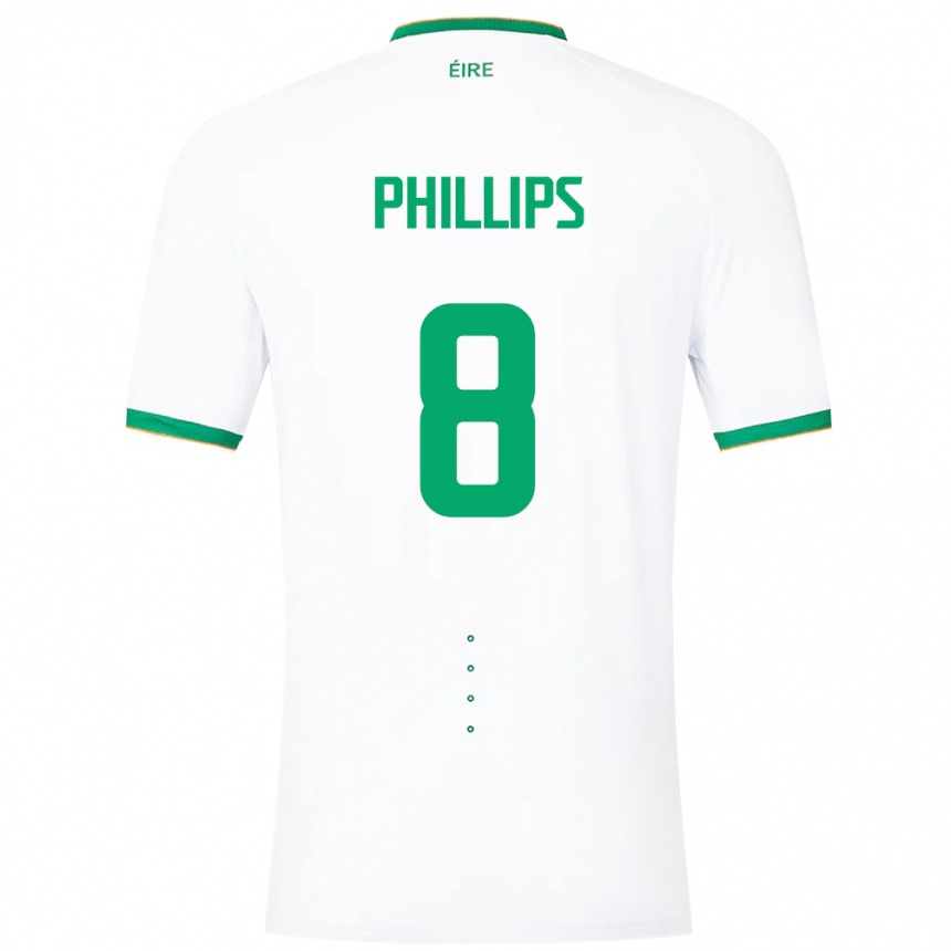 Niño Fútbol Camiseta Irlanda Killian Phillips #8 Blanco 2ª Equipación 24-26 Perú