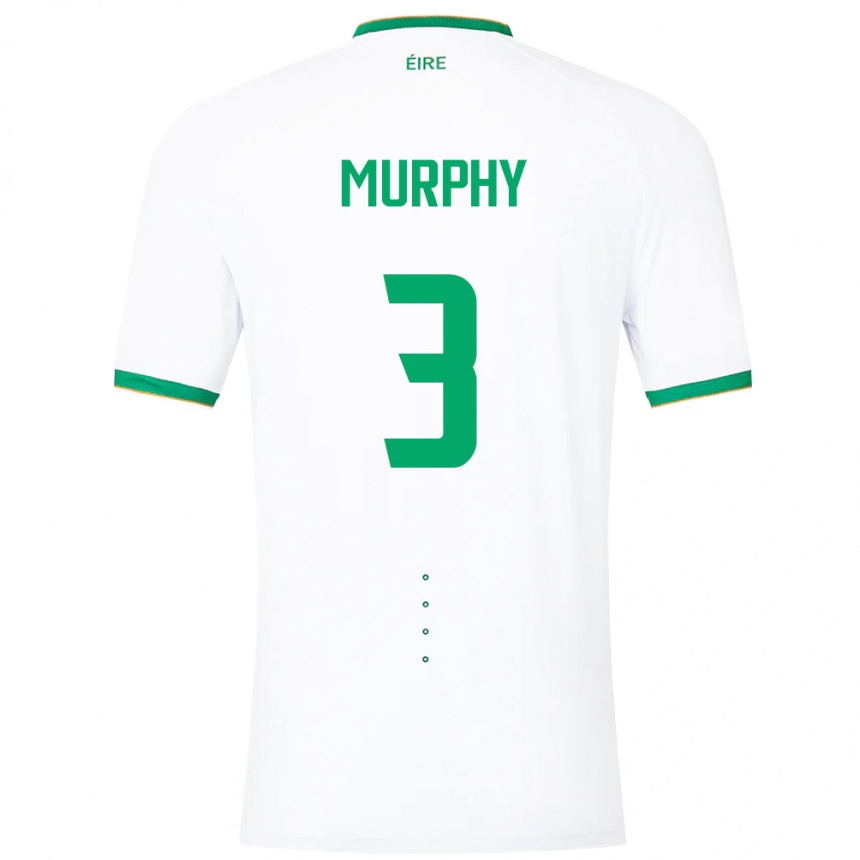 Niño Fútbol Camiseta Irlanda Alex Murphy #3 Blanco 2ª Equipación 24-26 Perú