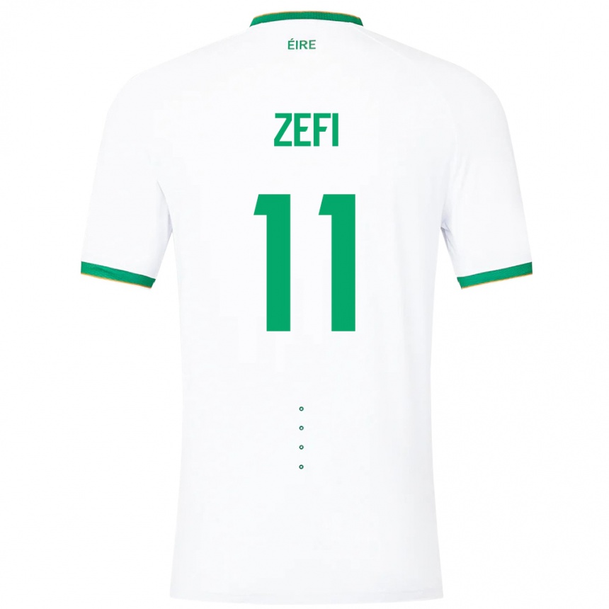 Niño Fútbol Camiseta Irlanda Kevin Zefi #11 Blanco 2ª Equipación 24-26 Perú