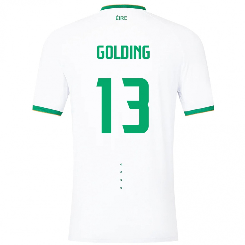 Niño Fútbol Camiseta Irlanda James Golding #13 Blanco 2ª Equipación 24-26 Perú