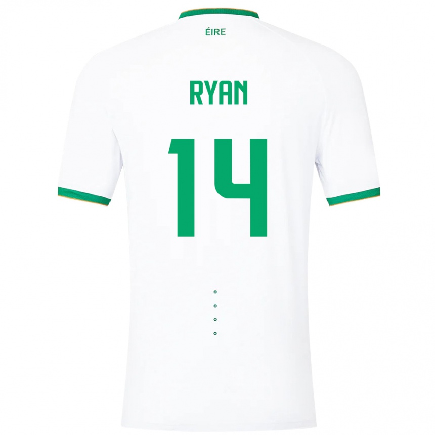 Niño Fútbol Camiseta Irlanda John Ryan #14 Blanco 2ª Equipación 24-26 Perú