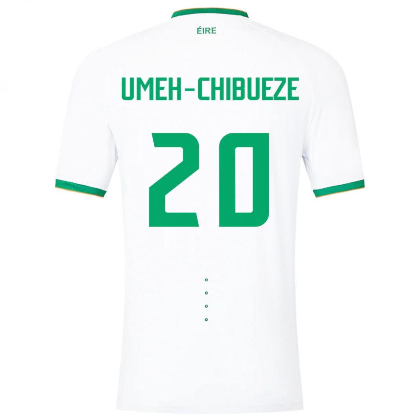 Niño Fútbol Camiseta Irlanda Franco Umeh-Chibueze #20 Blanco 2ª Equipación 24-26 Perú