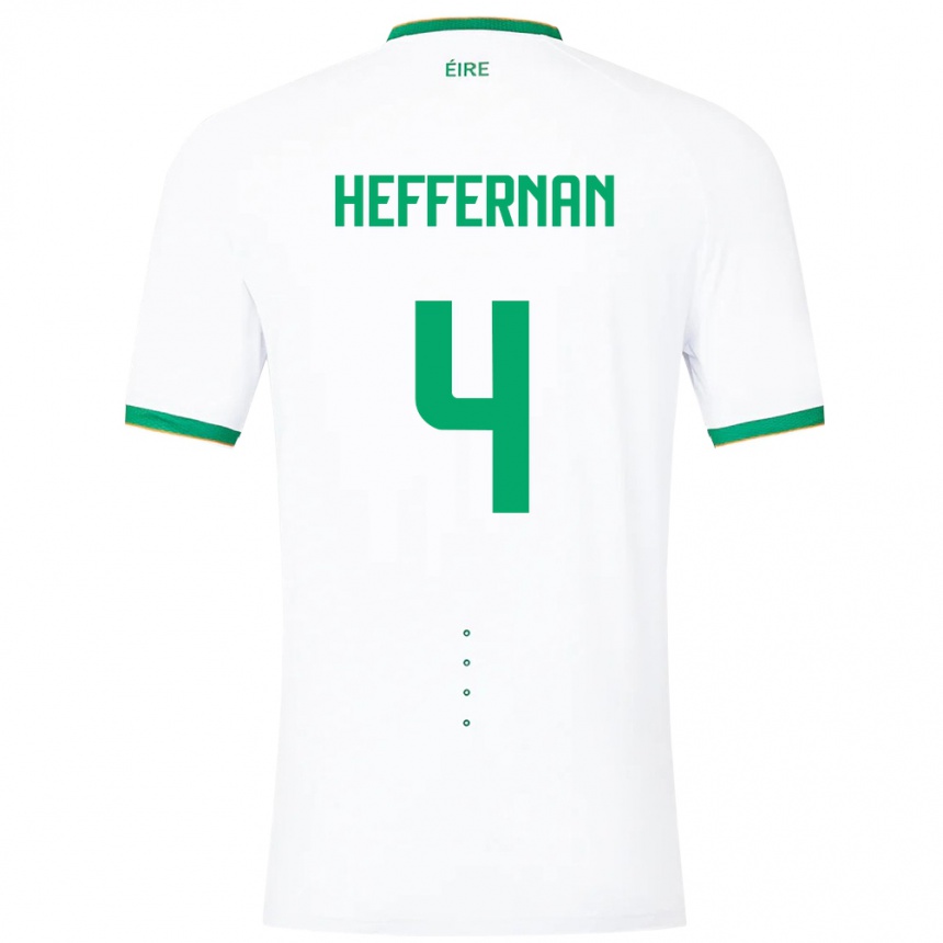 Niño Fútbol Camiseta Irlanda Cathal Heffernan #4 Blanco 2ª Equipación 24-26 Perú