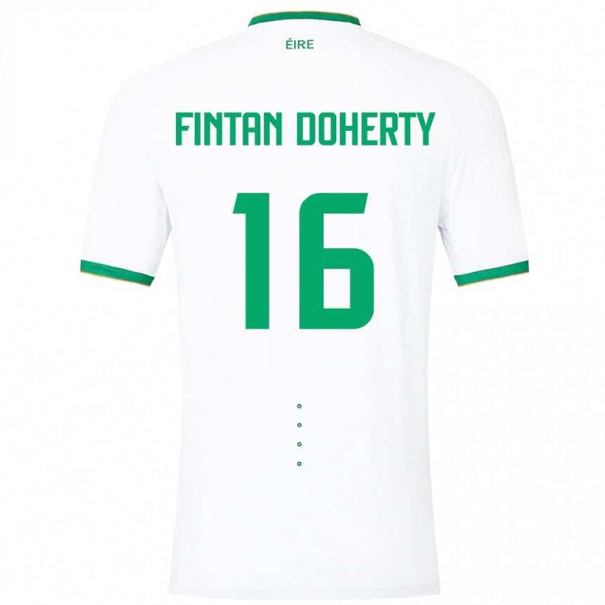 Niño Fútbol Camiseta Irlanda Fintan Doherty #16 Blanco 2ª Equipación 24-26 Perú