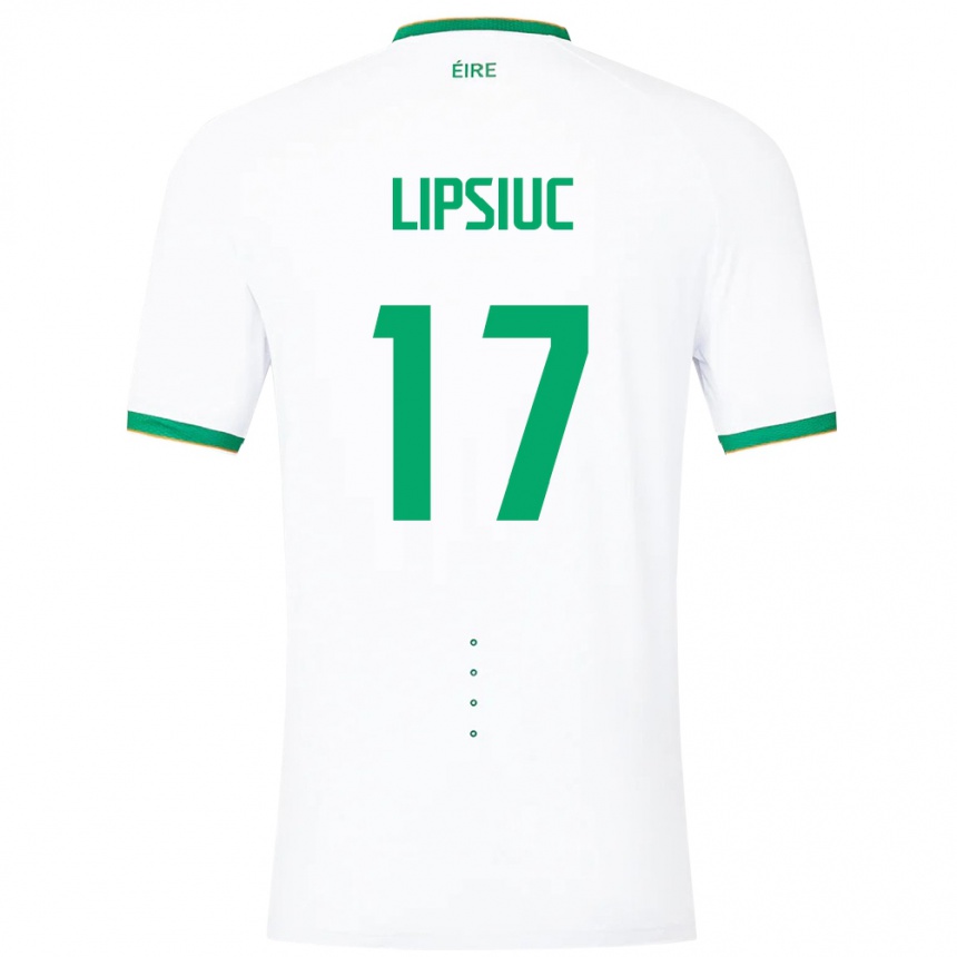 Niño Fútbol Camiseta Irlanda Darius Lipsiuc #17 Blanco 2ª Equipación 24-26 Perú