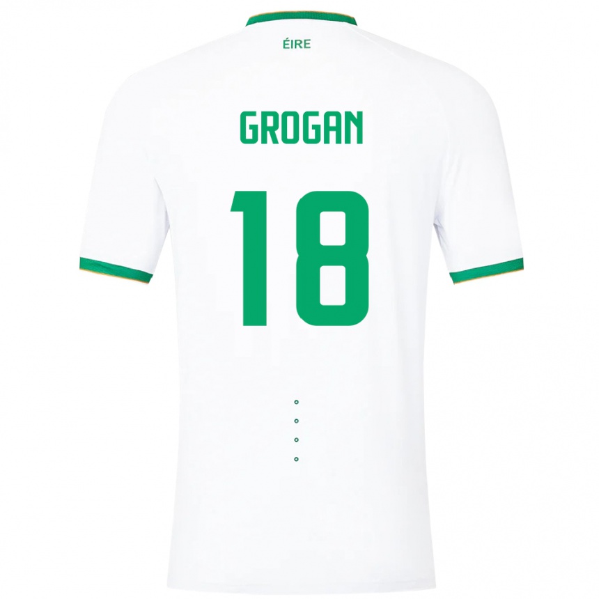 Niño Fútbol Camiseta Irlanda Christy Grogan #18 Blanco 2ª Equipación 24-26 Perú