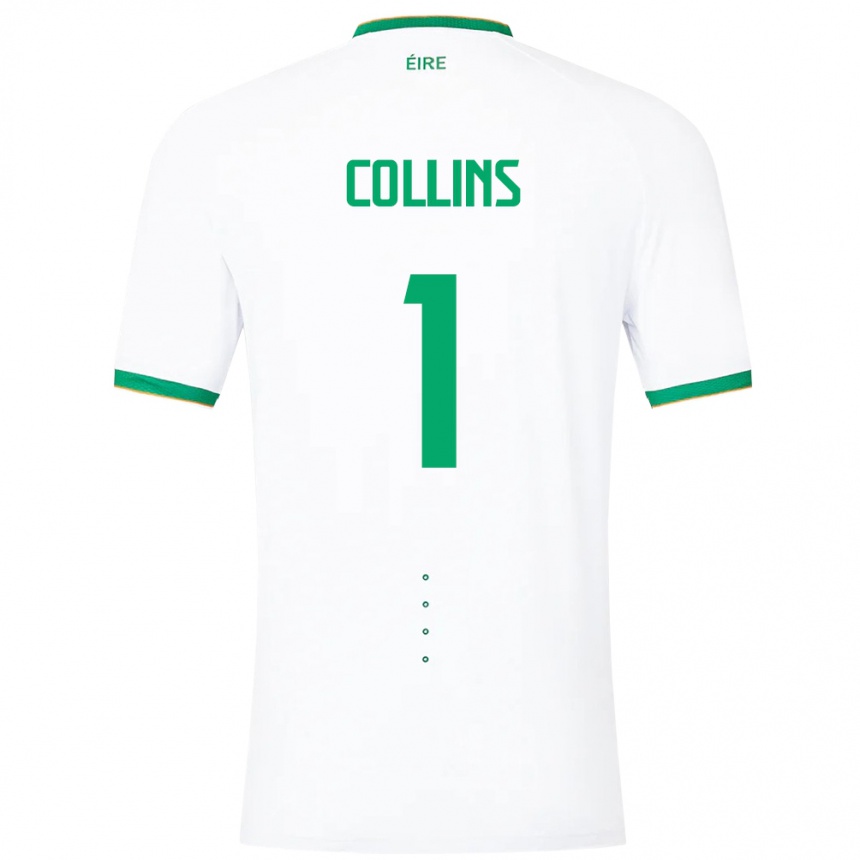 Niño Fútbol Camiseta Irlanda Joe Collins #1 Blanco 2ª Equipación 24-26 Perú