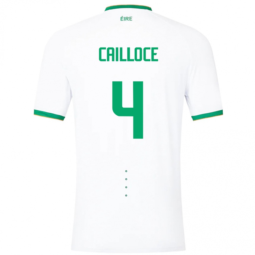 Niño Fútbol Camiseta Irlanda Luca Cailloce #4 Blanco 2ª Equipación 24-26 Perú