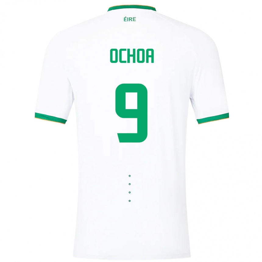 Niño Fútbol Camiseta Irlanda Aarón Ochoa #9 Blanco 2ª Equipación 24-26 Perú