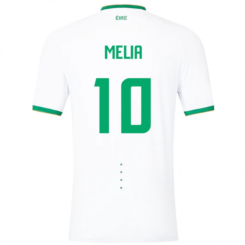 Niño Fútbol Camiseta Irlanda Mason Melia #10 Blanco 2ª Equipación 24-26 Perú