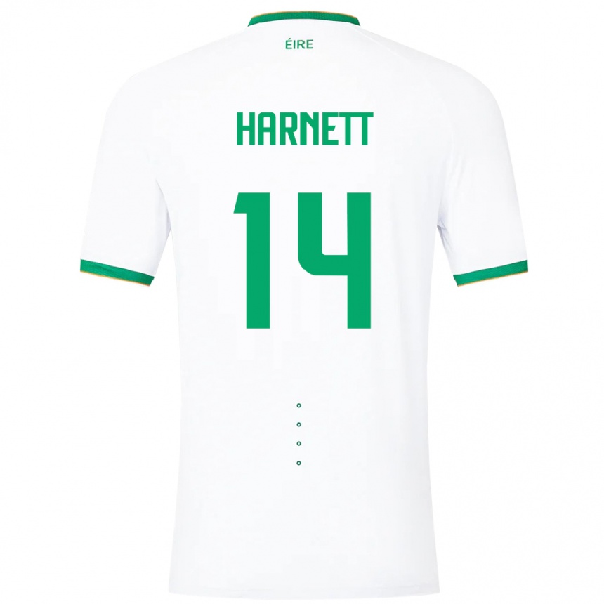 Niño Fútbol Camiseta Irlanda Kaylem Harnett #14 Blanco 2ª Equipación 24-26 Perú