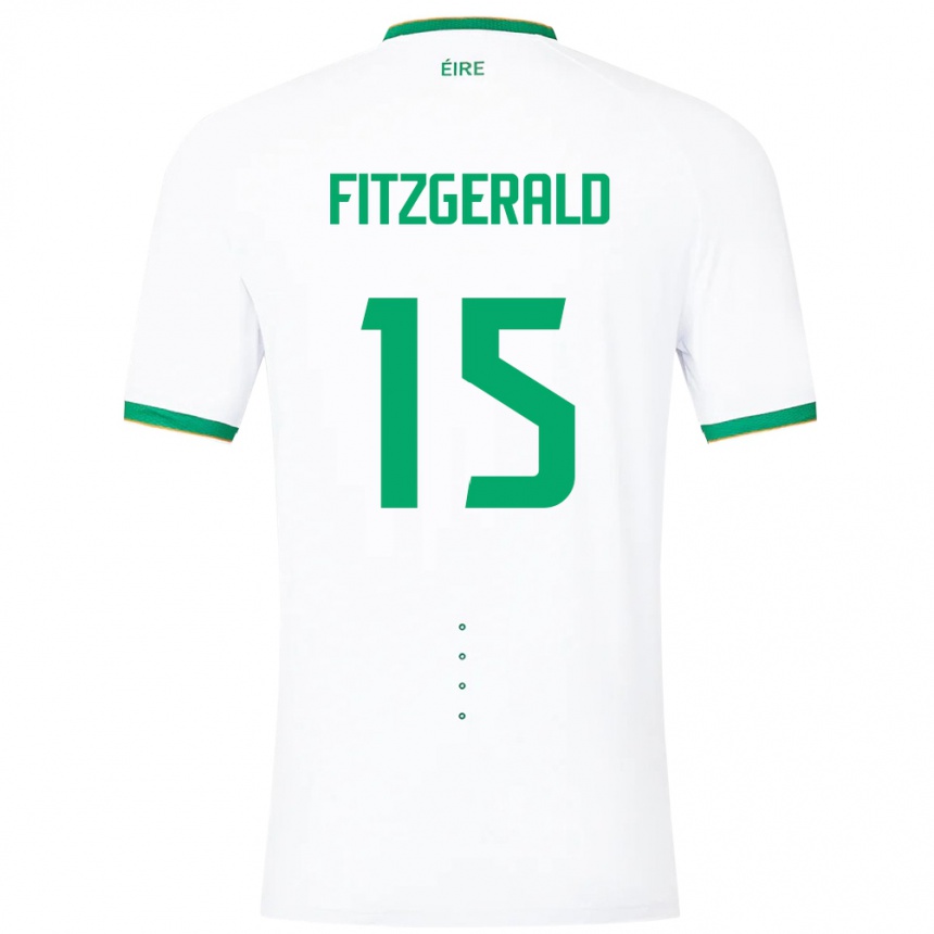 Niño Fútbol Camiseta Irlanda Kyle Fitzgerald #15 Blanco 2ª Equipación 24-26 Perú