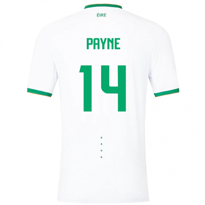 Niño Fútbol Camiseta Irlanda Heather Payne #14 Blanco 2ª Equipación 24-26 Perú