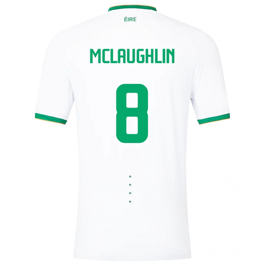 Niño Fútbol Camiseta Irlanda Roma Mclaughlin #8 Blanco 2ª Equipación 24-26 Perú