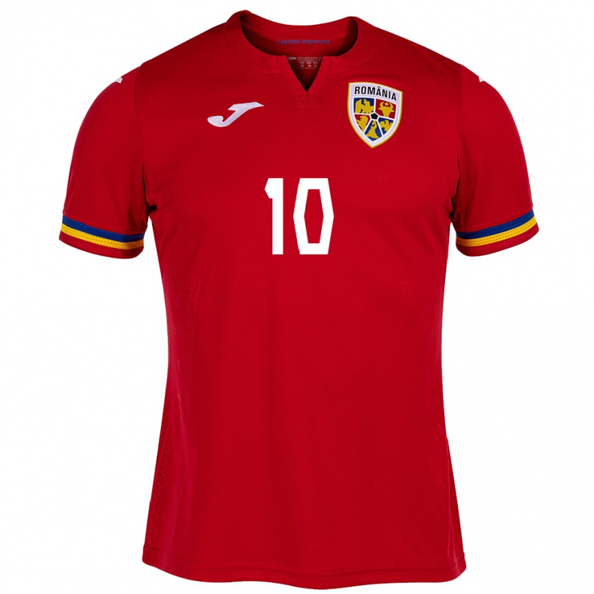 Niño Fútbol Camiseta Rumania Nicolae Stanciu #10 Rojo 2ª Equipación 24-26 Perú