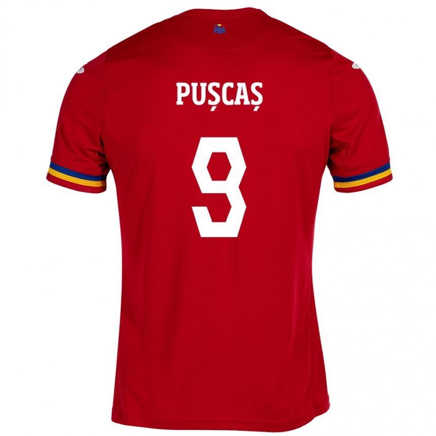 Niño Fútbol Camiseta Rumania George Pușcaș #9 Rojo 2ª Equipación 24-26 Perú