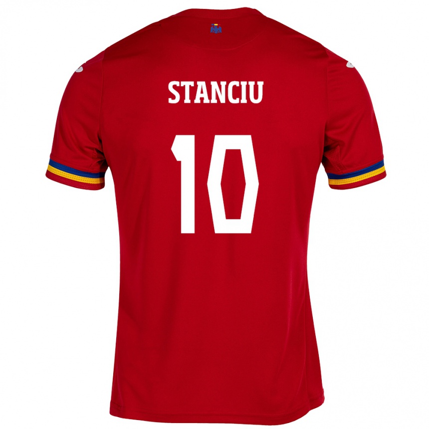 Niño Fútbol Camiseta Rumania Nicolae Stanciu #10 Rojo 2ª Equipación 24-26 Perú