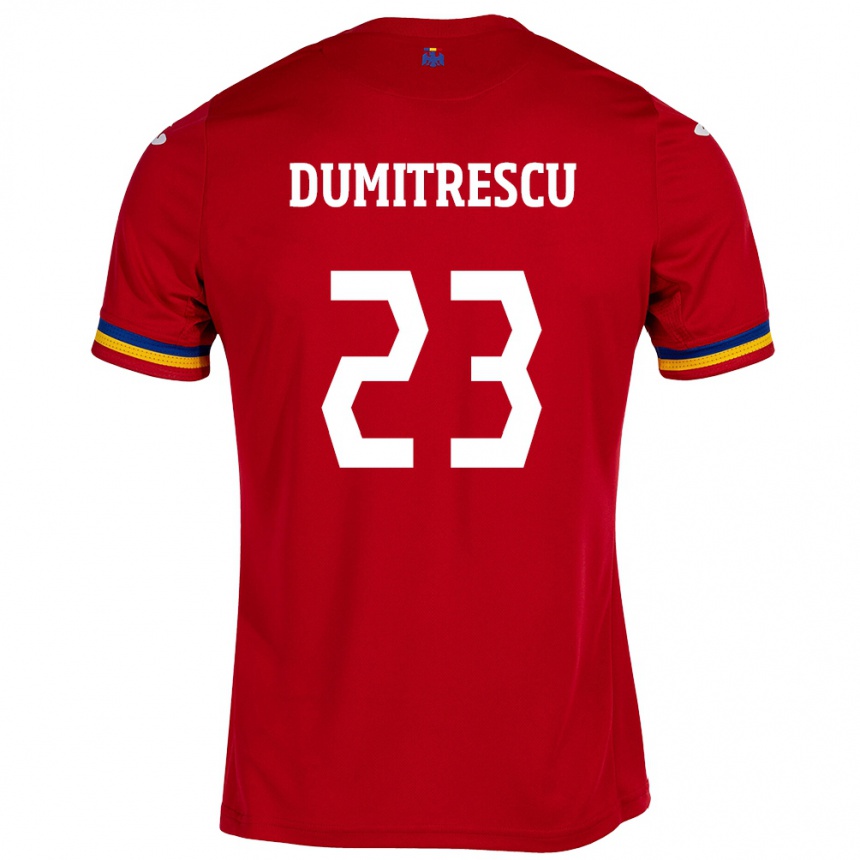 Niño Fútbol Camiseta Rumania Andres Dumitrescu #23 Rojo 2ª Equipación 24-26 Perú