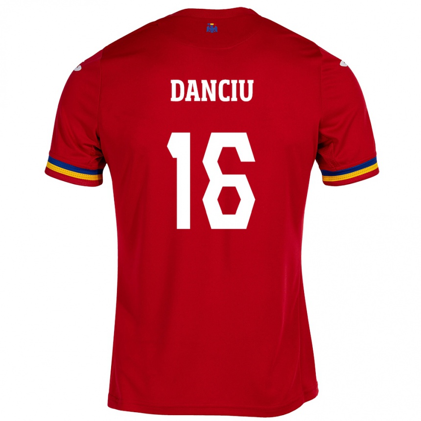 Niño Fútbol Camiseta Rumania Marian Danciu #16 Rojo 2ª Equipación 24-26 Perú