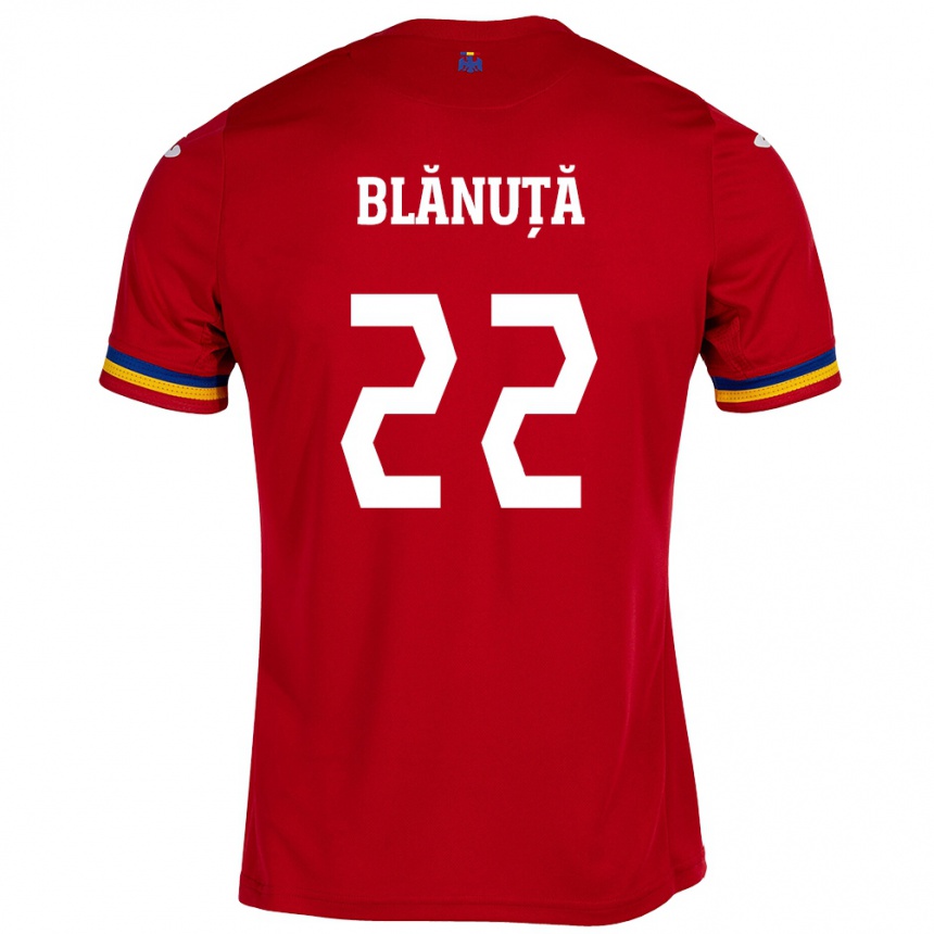 Niño Fútbol Camiseta Rumania Vladislav Blănuță #22 Rojo 2ª Equipación 24-26 Perú