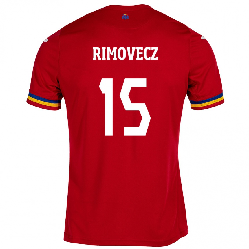 Niño Fútbol Camiseta Rumania Sergiu Rimovecz #15 Rojo 2ª Equipación 24-26 Perú