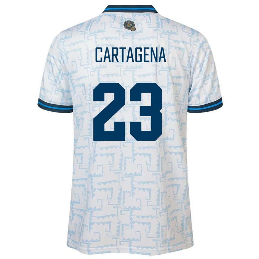 Niño Fútbol Camiseta El Salvador Melvin Cartagena #23 Blanco 2ª Equipación 24-26 Perú