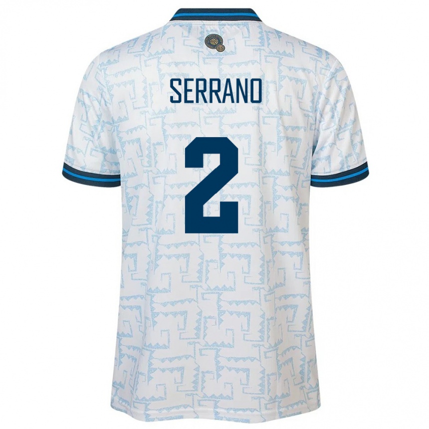 Niño Fútbol Camiseta El Salvador Alejandro Serrano #2 Blanco 2ª Equipación 24-26 Perú