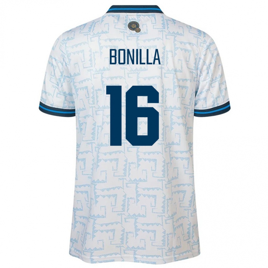 Niño Fútbol Camiseta El Salvador Elmer Bonilla #16 Blanco 2ª Equipación 24-26 Perú