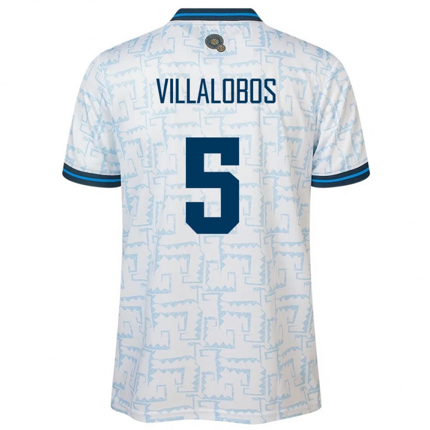 Niño Fútbol Camiseta El Salvador Kristian Villalobos #5 Blanco 2ª Equipación 24-26 Perú