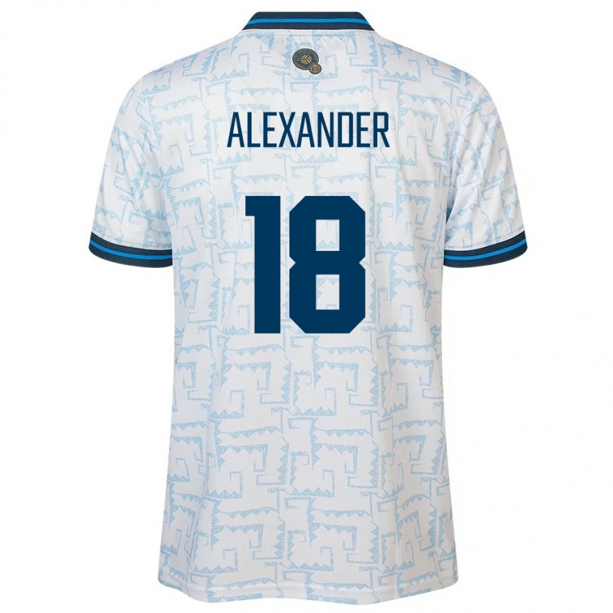 Niño Fútbol Camiseta El Salvador Alexander Aguilar #18 Blanco 2ª Equipación 24-26 Perú