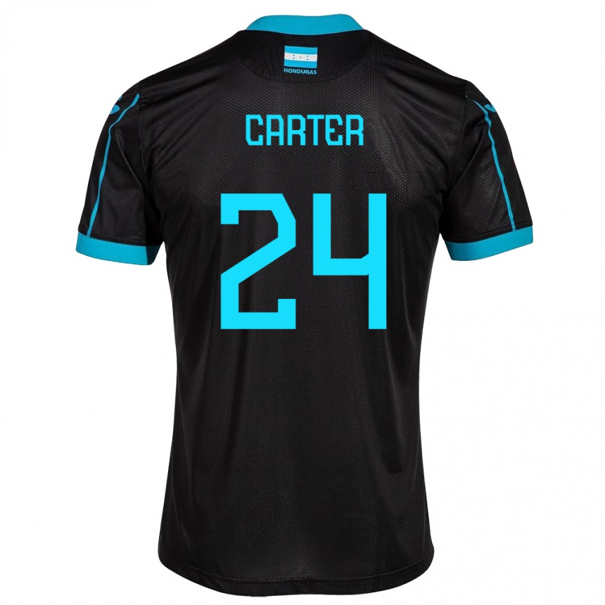 Niño Fútbol Camiseta Honduras Daniel Carter #24 Negro 2ª Equipación 24-26 Perú