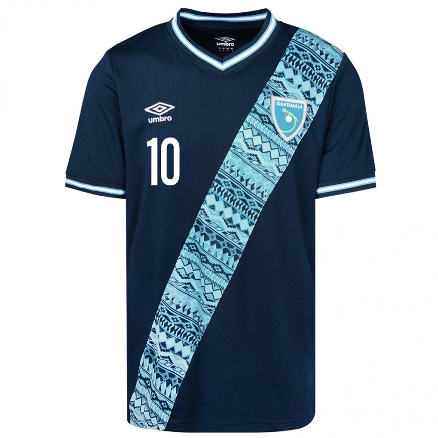 Niño Fútbol Camiseta Guatemala Antonio López #10 Azul 2ª Equipación 24-26 Perú