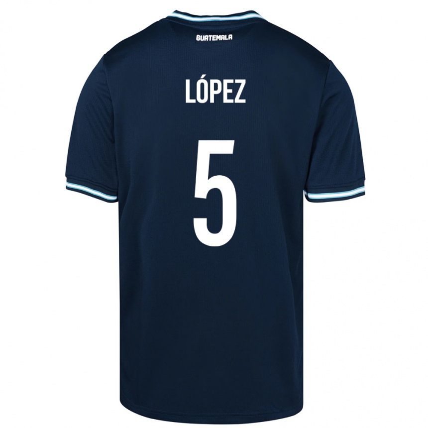 Niño Fútbol Camiseta Guatemala Jeffery López #5 Azul 2ª Equipación 24-26 Perú