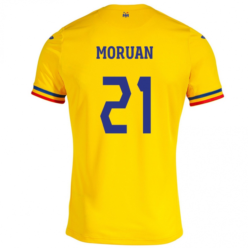 Hombre Fútbol Camiseta Rumania Olimpiu Moruţan #21 Amarillo 1ª Equipación 24-26 Perú