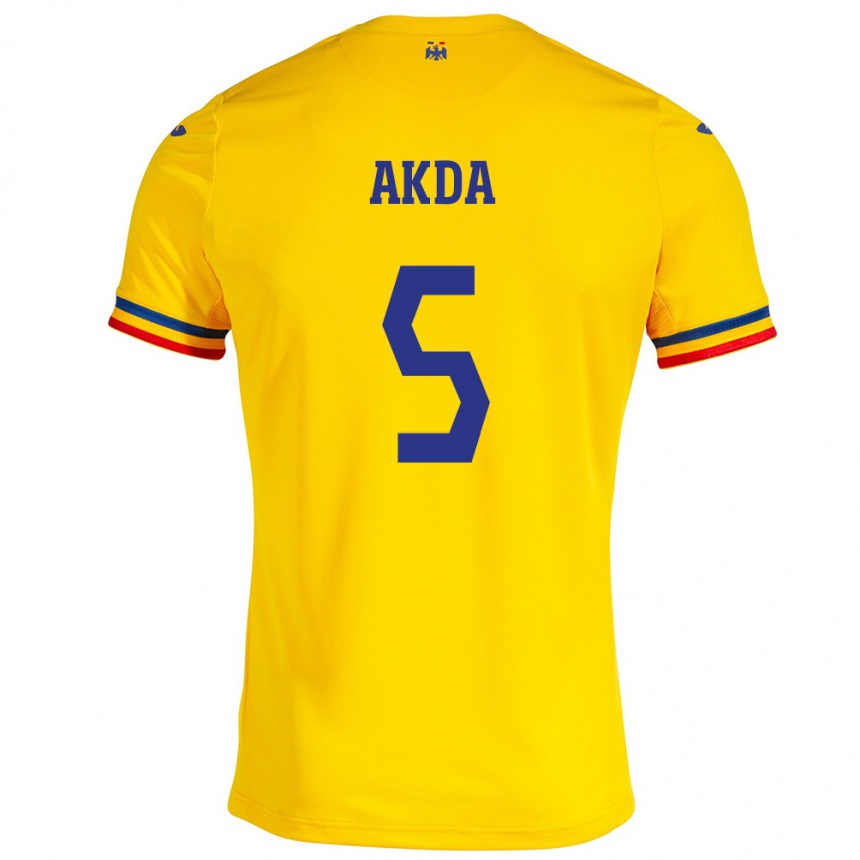 Hombre Fútbol Camiseta Rumania Ümit Akdağ #5 Amarillo 1ª Equipación 24-26 Perú