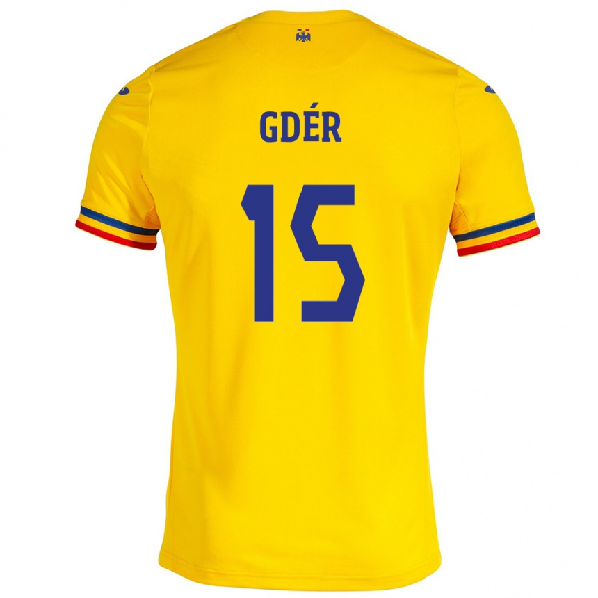 Hombre Fútbol Camiseta Rumania Brigitta Gődér #15 Amarillo 1ª Equipación 24-26 Perú