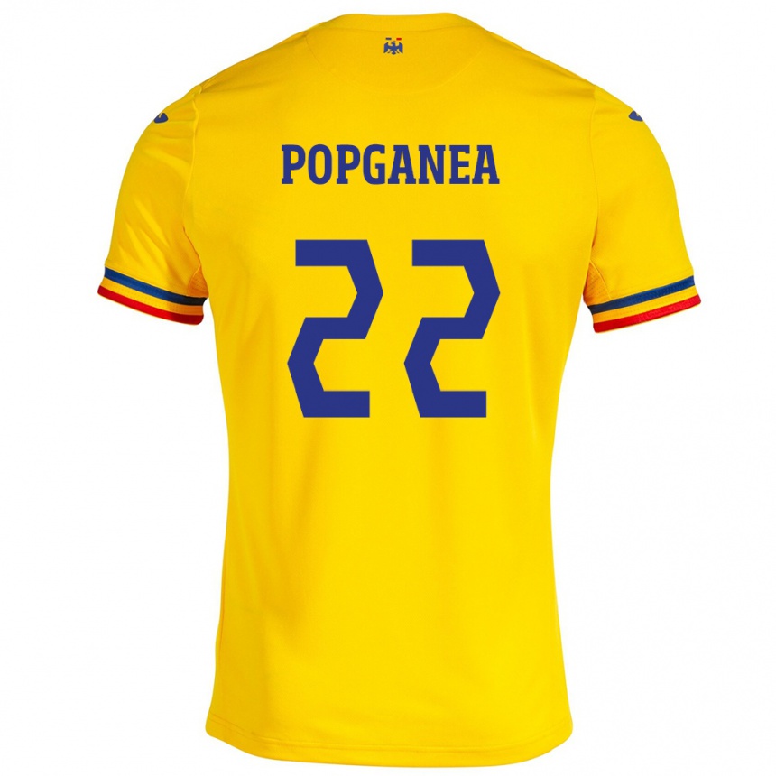 Hombre Fútbol Camiseta Rumania Mirela Pop-Ganea #22 Amarillo 1ª Equipación 24-26 Perú