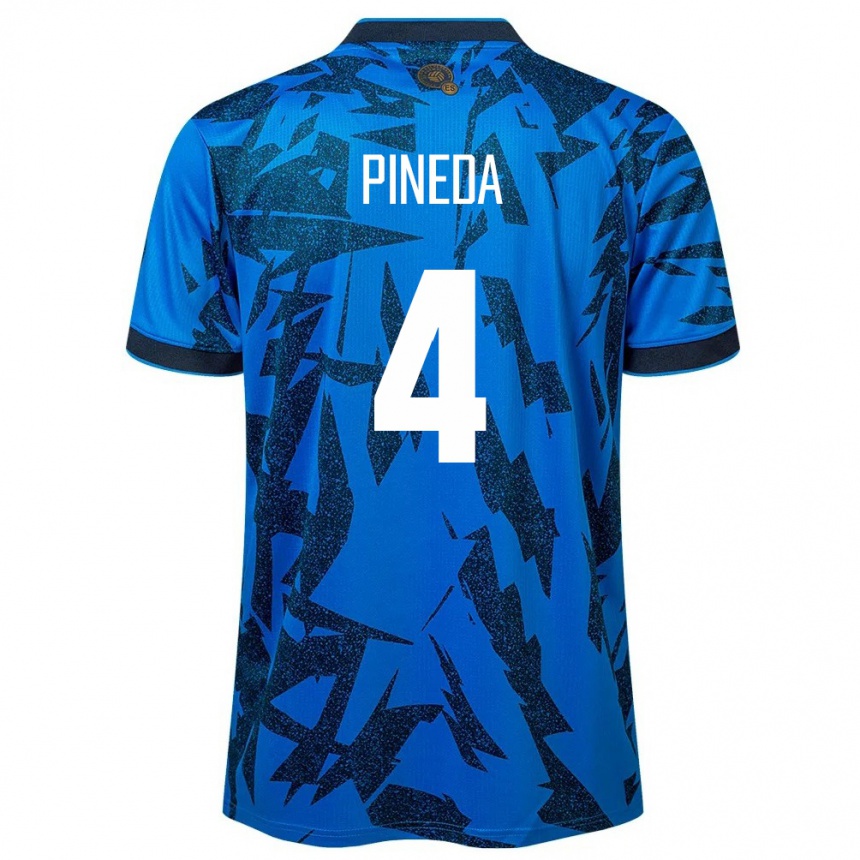 Hombre Fútbol Camiseta El Salvador Wálter Pineda #4 Azul 1ª Equipación 24-26 Perú