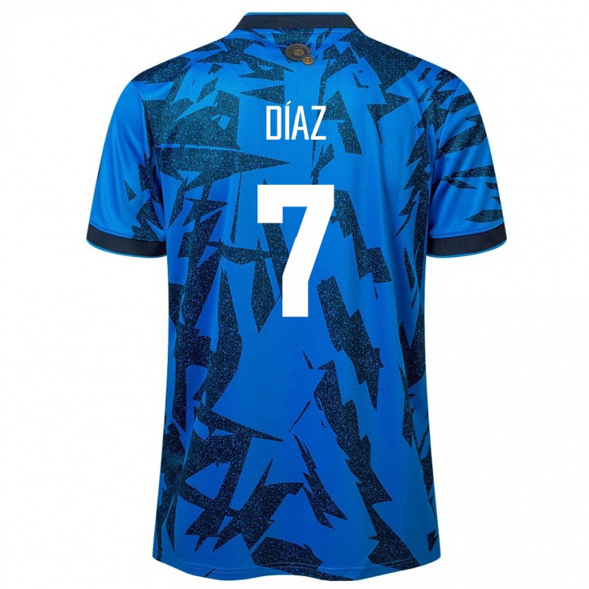 Hombre Fútbol Camiseta El Salvador Nelson Díaz #7 Azul 1ª Equipación 24-26 Perú