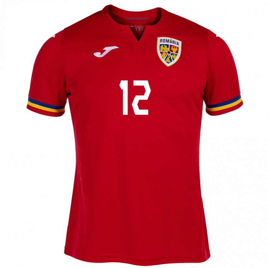 Hombre Fútbol Camiseta Rumania Alexandru Borbei #12 Rojo 2ª Equipación 24-26 Perú