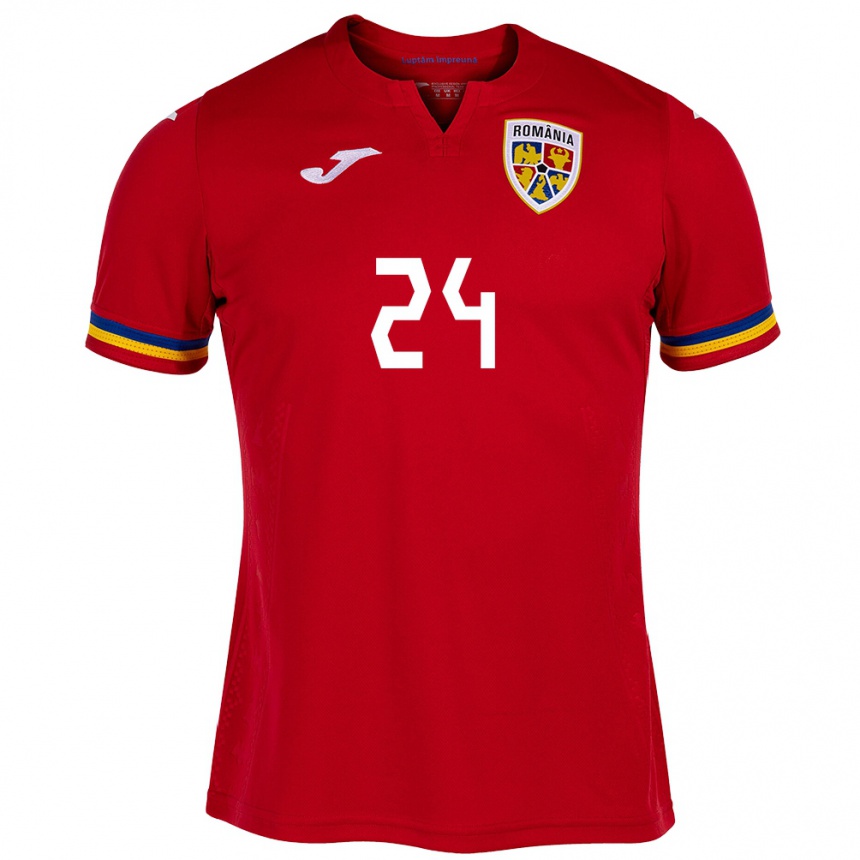 Hombre Fútbol Camiseta Rumania Mădălina Tătar #24 Rojo 2ª Equipación 24-26 Perú