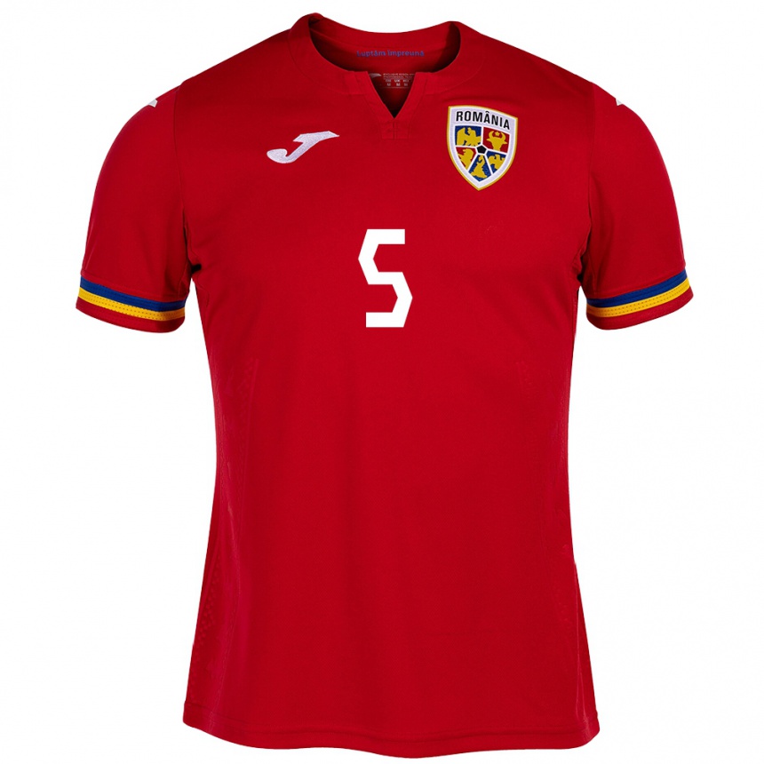 Hombre Fútbol Camiseta Rumania Vladimir Screciu #5 Rojo 2ª Equipación 24-26 Perú