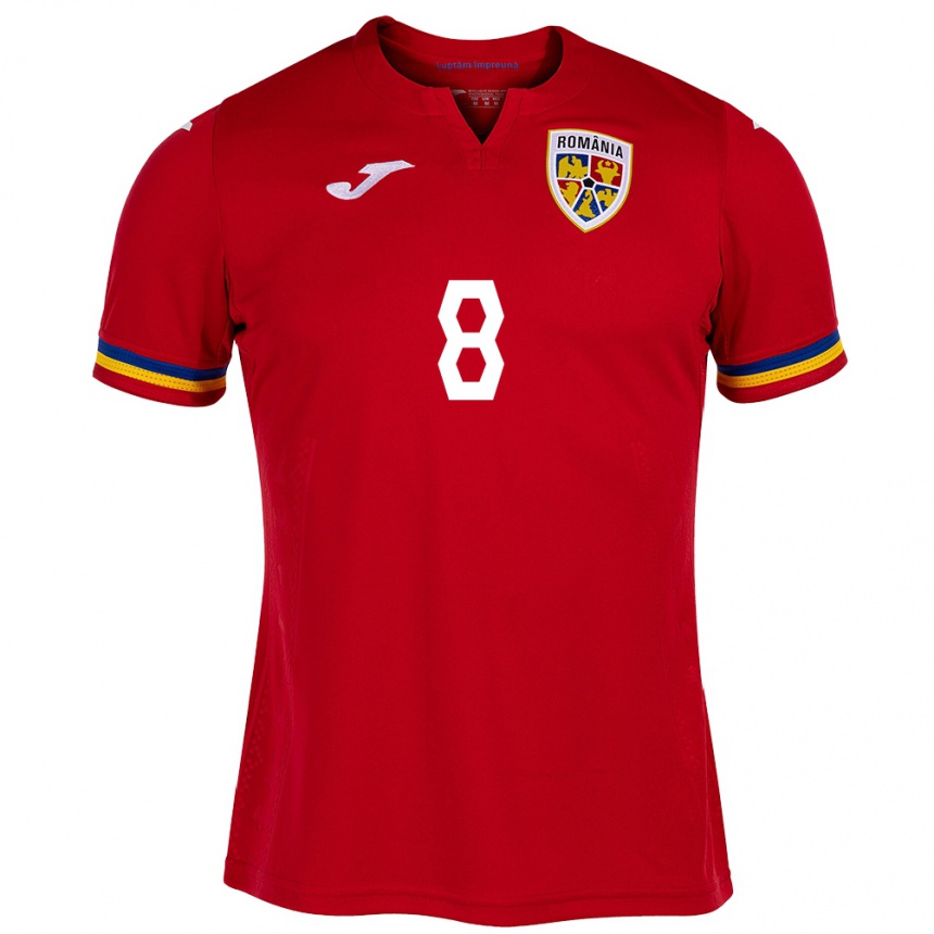 Hombre Fútbol Camiseta Rumania Alexandru Cicâldău #8 Rojo 2ª Equipación 24-26 Perú