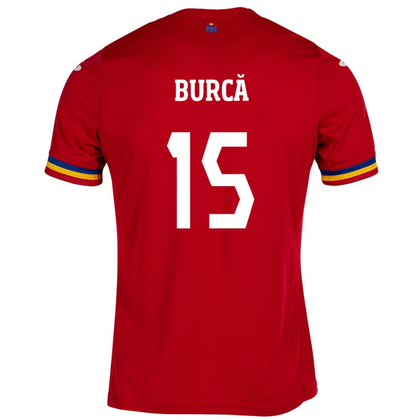 Hombre Fútbol Camiseta Rumania Andrei Burcă #15 Rojo 2ª Equipación 24-26 Perú