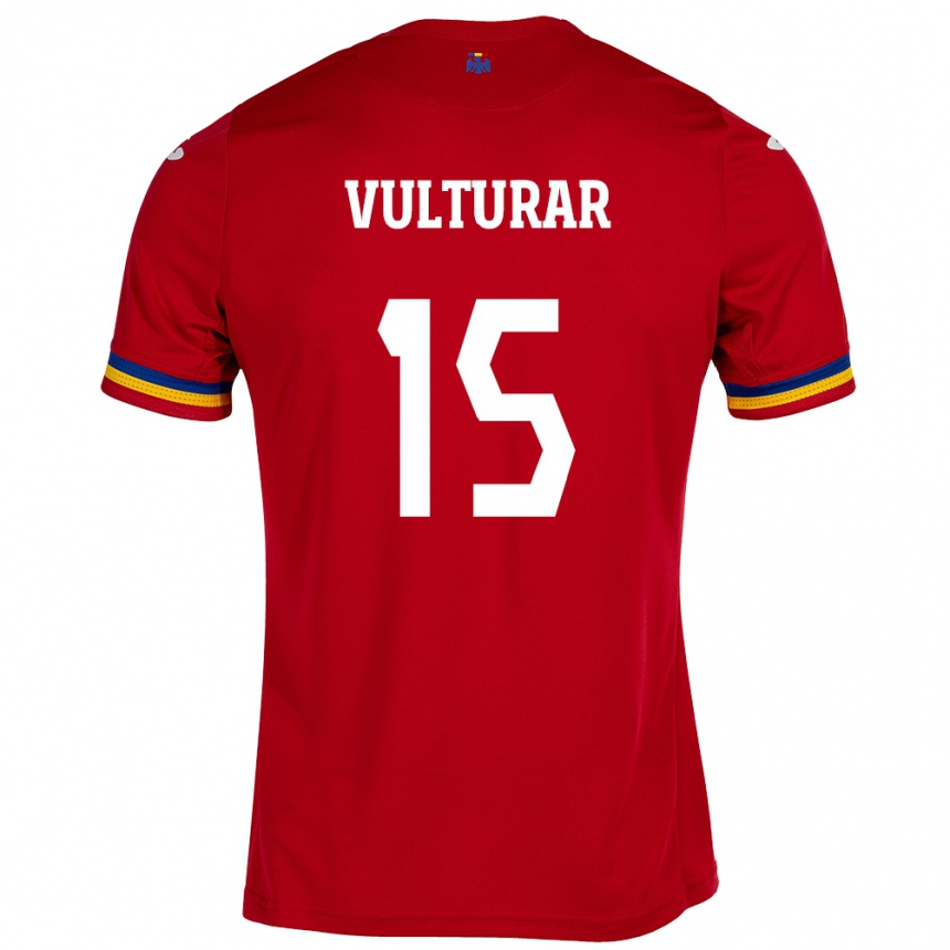 Hombre Fútbol Camiseta Rumania Cătălin Vulturar #15 Rojo 2ª Equipación 24-26 Perú