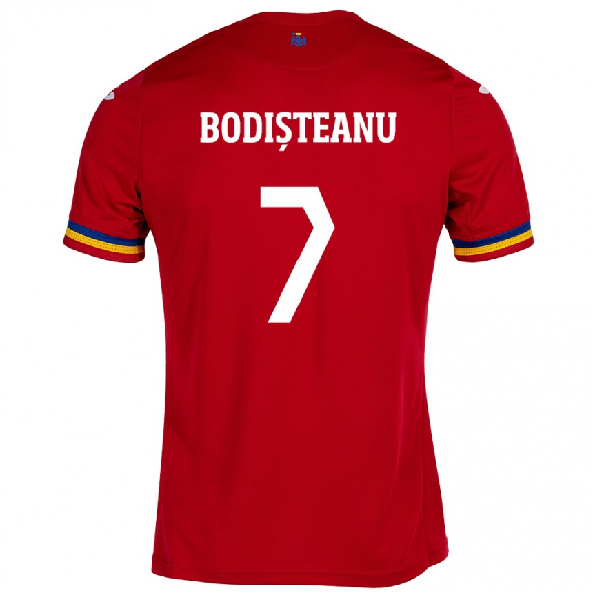 Hombre Fútbol Camiseta Rumania Ștefan Bodișteanu #7 Rojo 2ª Equipación 24-26 Perú